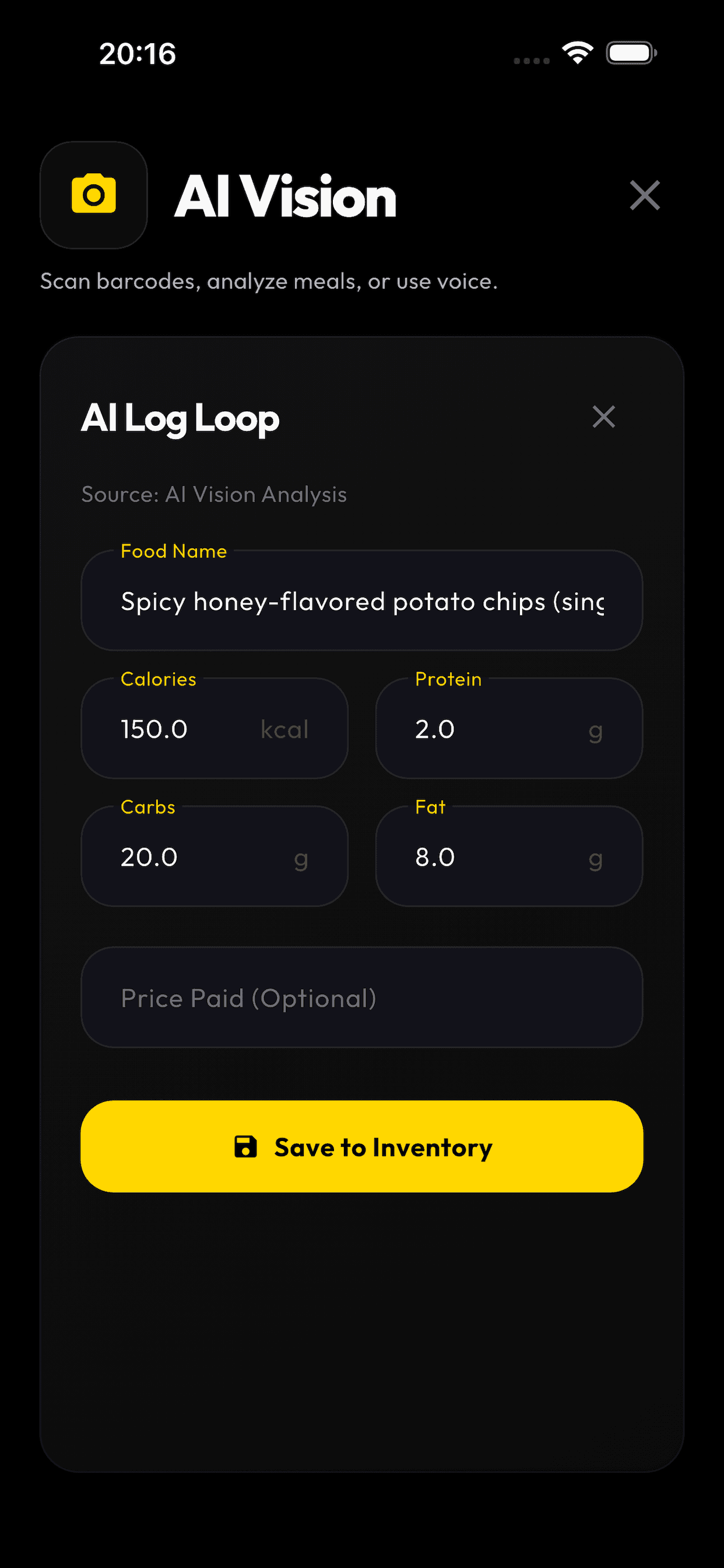 NoChefAI Barcode Scanner recognizing food instantly