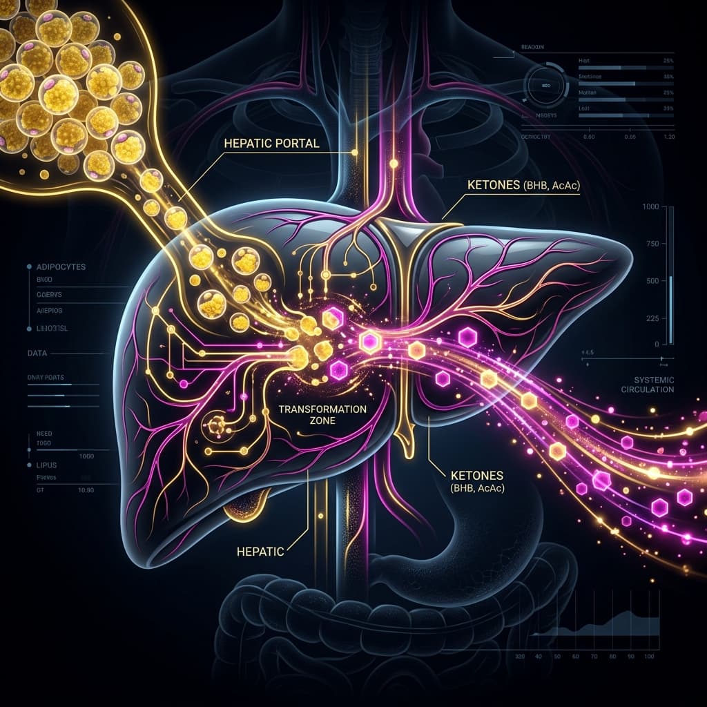 Liver converting fat cells into glowing ketones